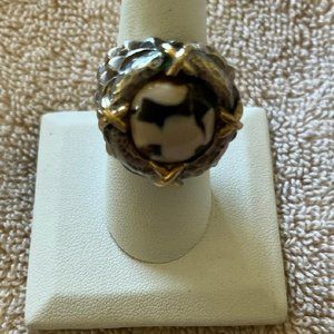 Dian Malouf Silver and Gold Ring